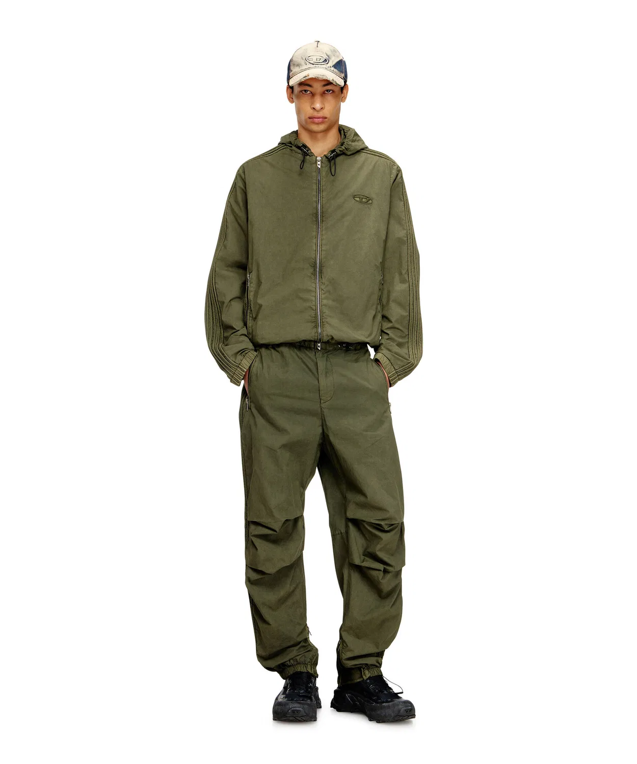 Куртка с капюшоном Diesel J-STITCH хлопок оливковый — фото 4