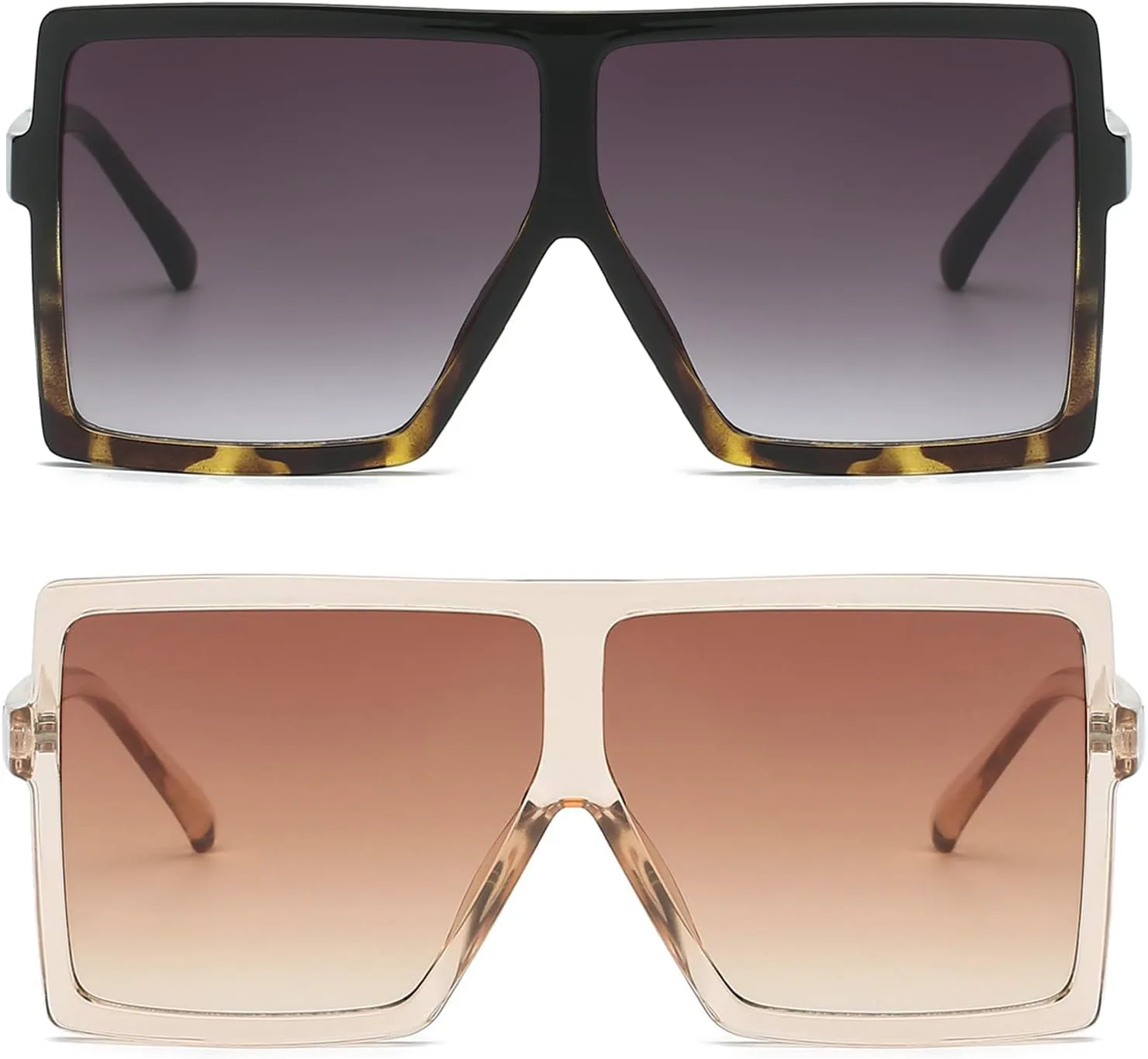 

Квадратные солнцезащитные очки GRFISIA увеличенного размера для женщин и мужчин, с плоской верхней частью, модные солнцезащитные очки, 2 Champagne/Brown+leopard/Gray