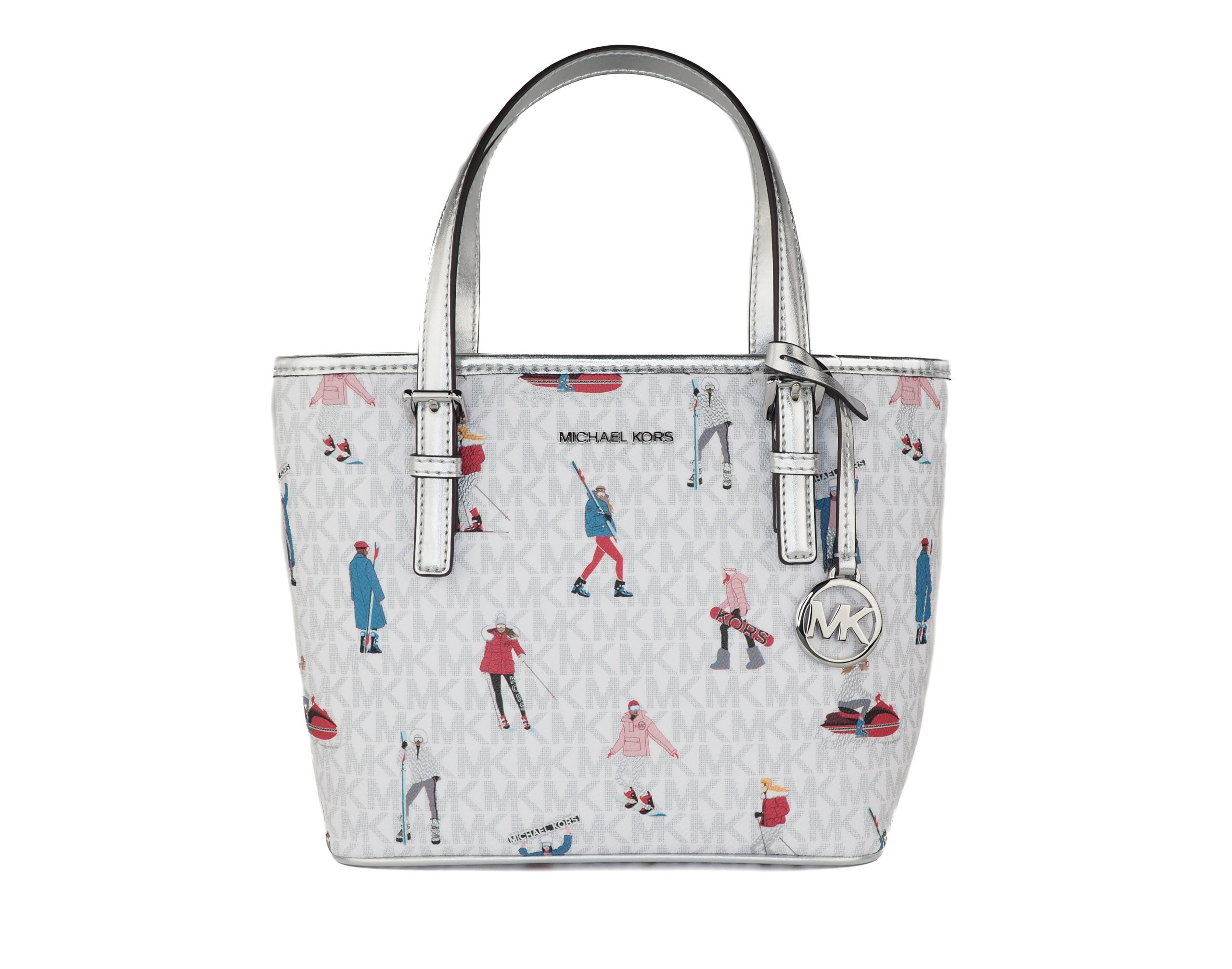 

Сумка-тоут Jet Set Girls Print Signature PVC XS Carryall Top Zip (ярко-белый, многоцветный) Michael Kors