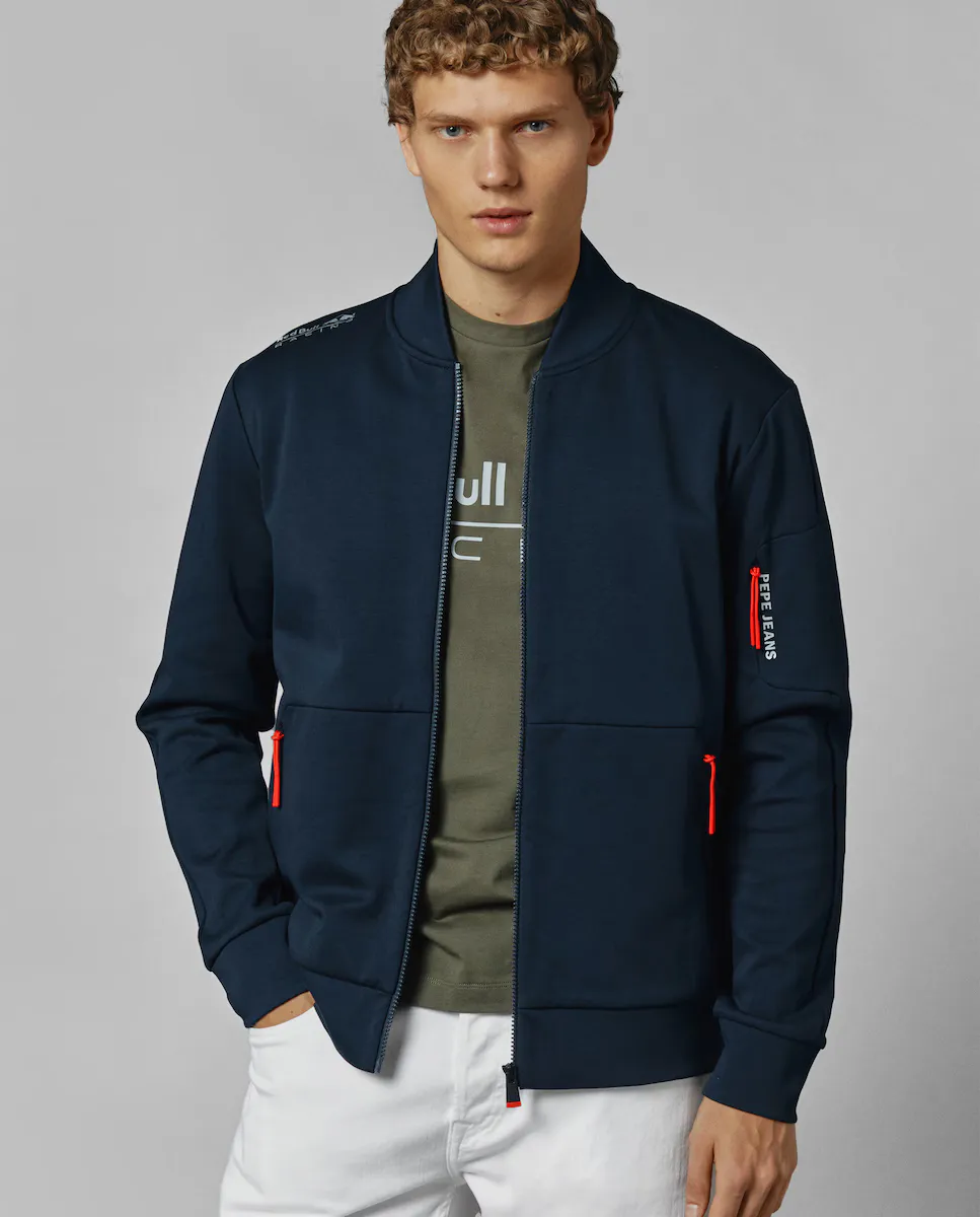 

Мужская спортивная куртка Red Bull Racing с застежкой-молнией и воротником Perkins Pepe Jeans, темно-синий