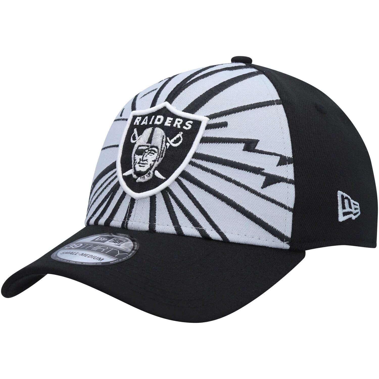 

Мужская гибкая кепка New Era серого/черного цвета Las Vegas Raiders Shattered 39THIRTY