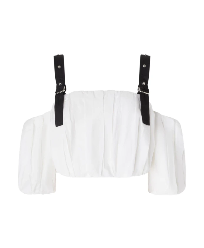 

Топ с открытыми плечами и заклепками. Pinko, белый