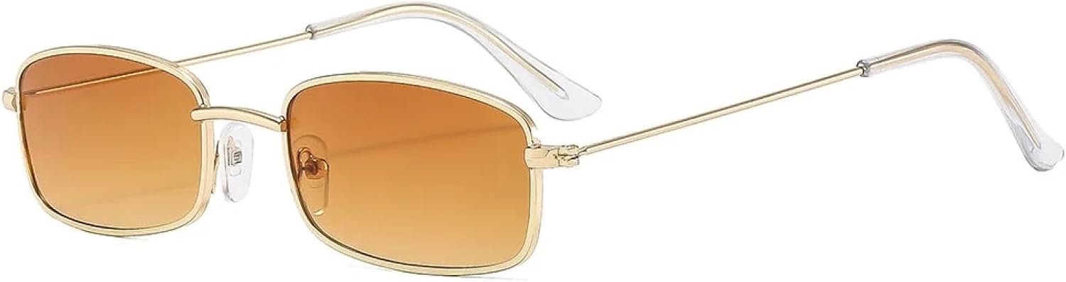 

Солнцезащитные очки с защитой UV400 | Маленькая металлическая оправа, цветные линзы | Для женщин и мужчин, для занятий спортом на открытом воздухе и вождения DSVIGF, Gold Tea