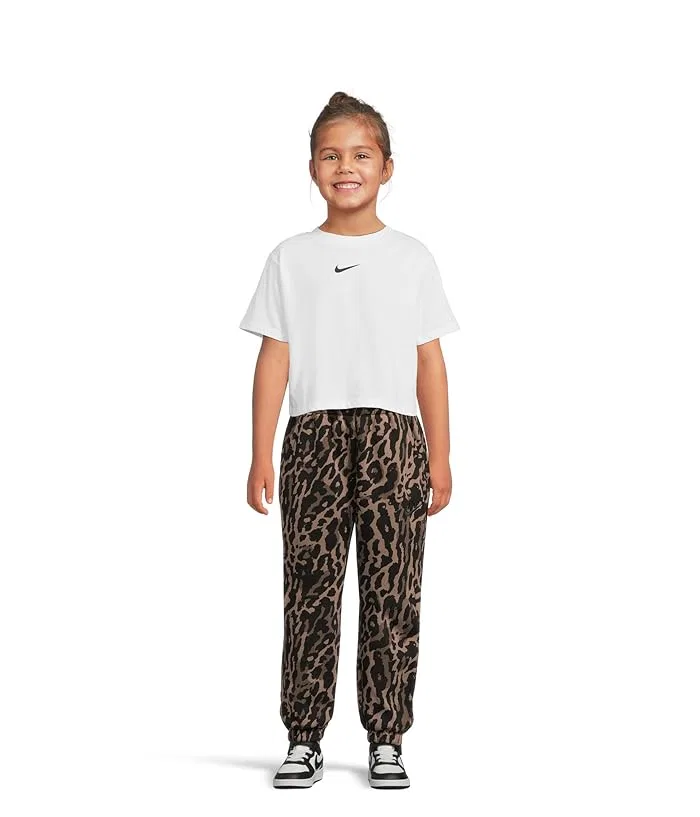 Штаны спортивные флисовые Sportswear Club Fleece Printed Loose Pants Nike Kids, Black/Black — фото 4