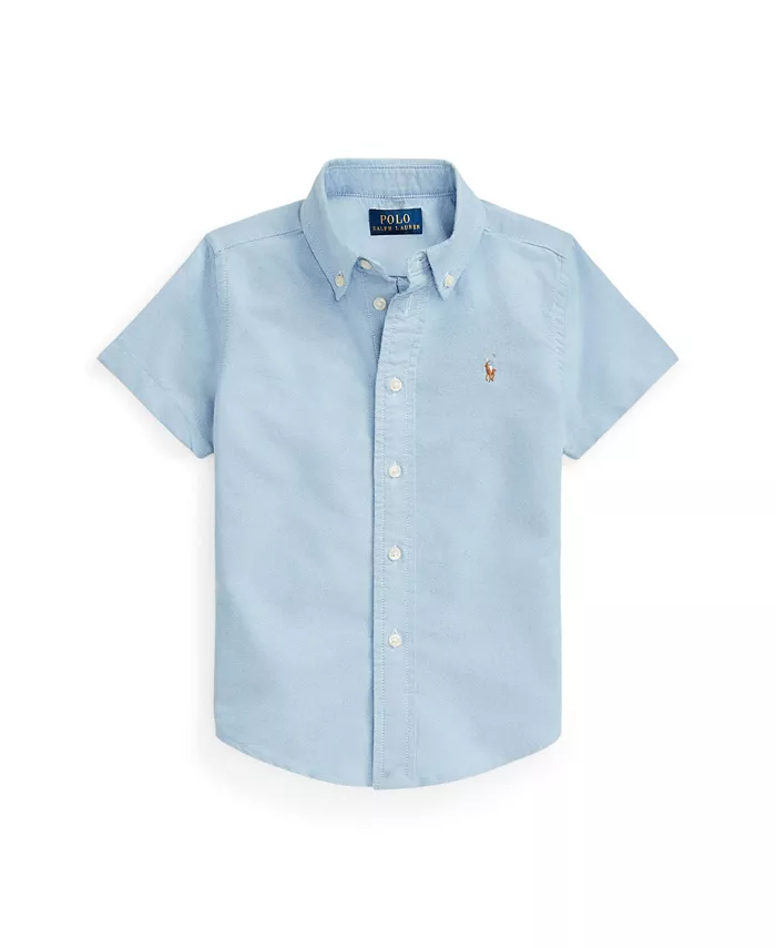 

Рубашка Оксфорд с коротким рукавом для малышей и маленьких мальчиков Polo Ralph Lauren, синий