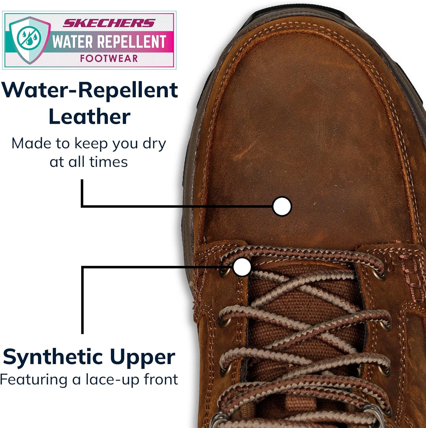 Мужские кроссовки Skechers Respected-Boswell с кожаным верхом и мокой — фото 4