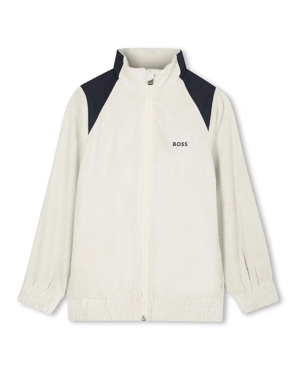 

Детская вельветовая куртка естественного цвета на молнии BOSS Kidswear