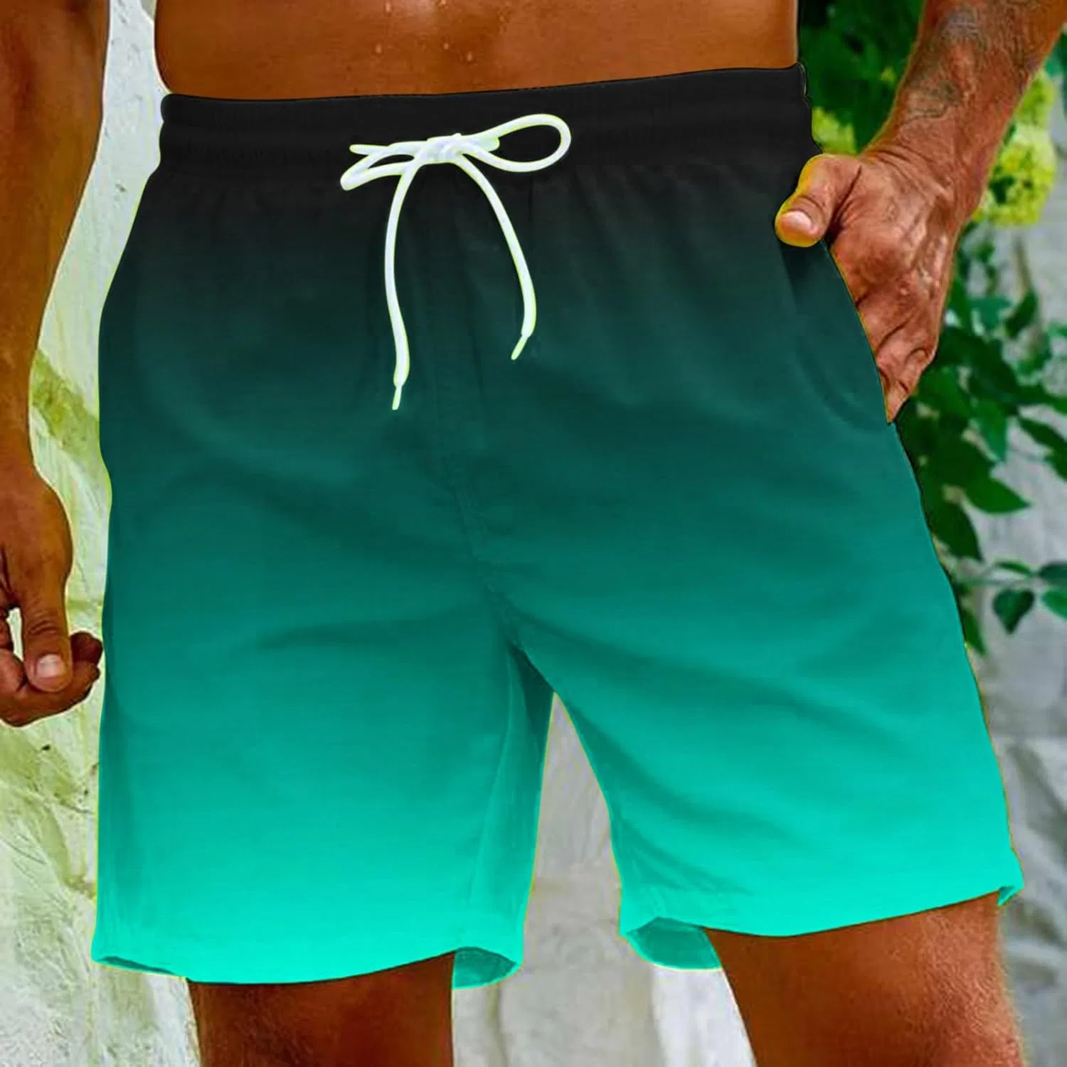 Мужские спортивные шорты с градиентным принтом, Mint Green — фото 2