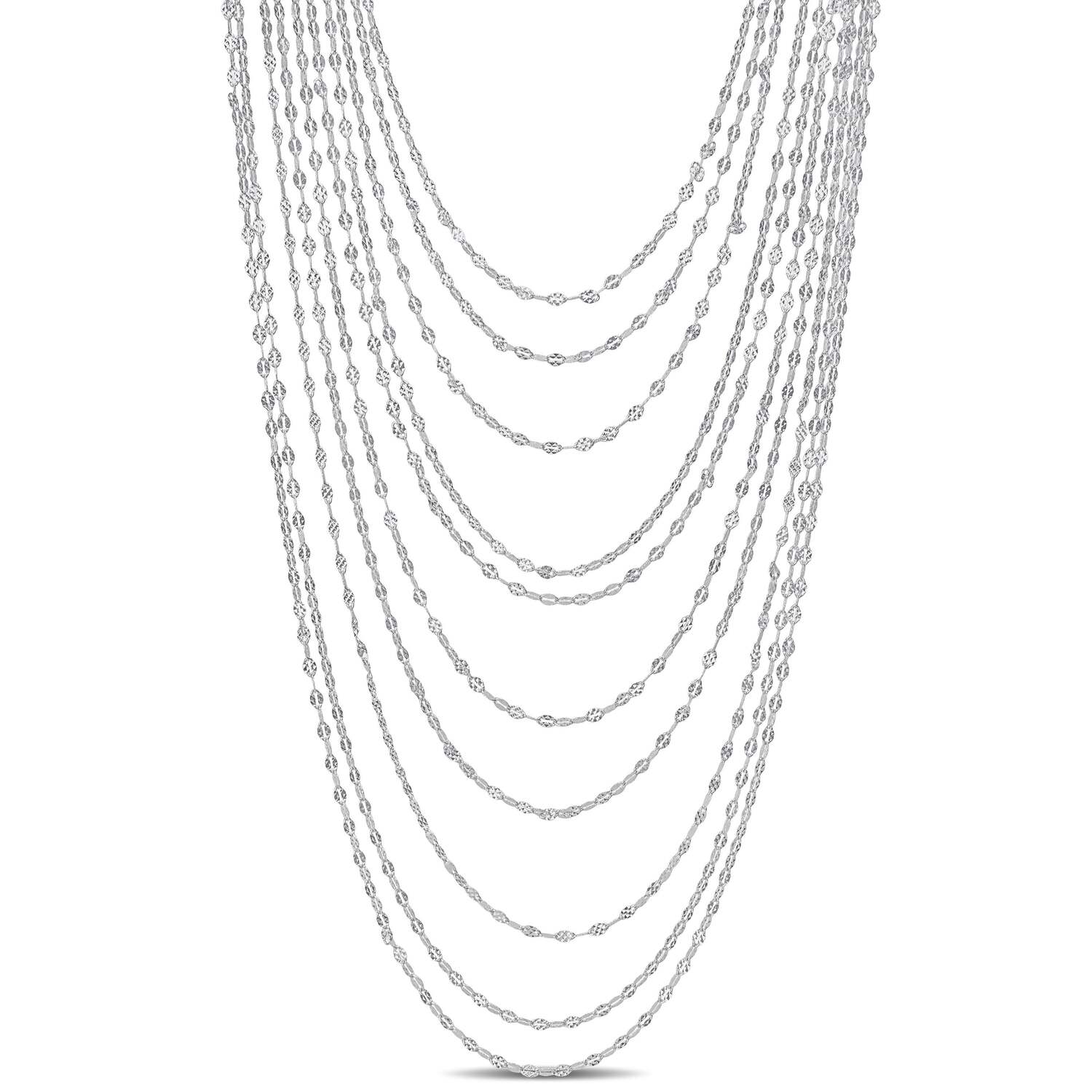 

Многорядное цепочное ожерелье Mimi & Max из стерлингового серебра - 18 дюймов Mimi & Max, белый