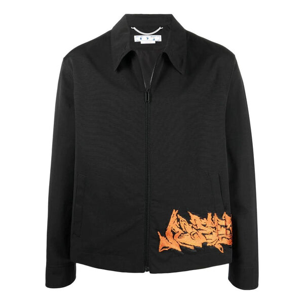 

Куртка men's embroidered pattern zipper black jacket Off-White, черный
