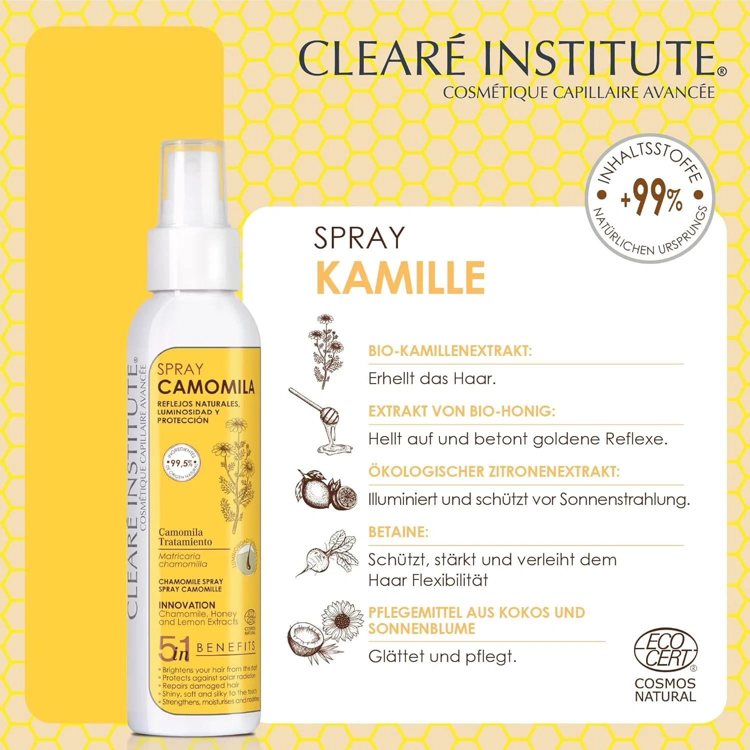 Спрей для блеска волос с ромашкой Clearé Institute, 125 мл Clearé Institute — фото 3