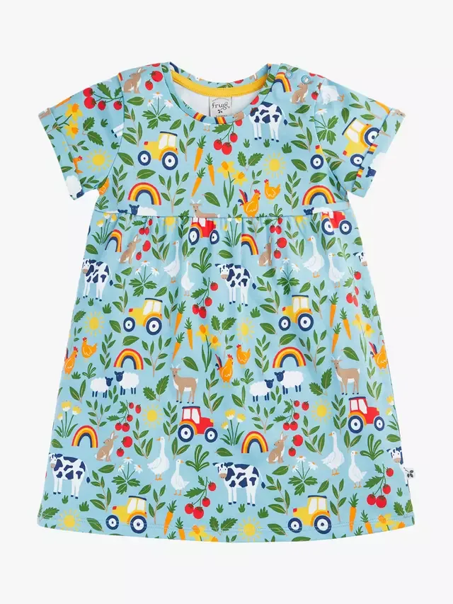 Детское хлопковое платье Tallie с короткими рукавами, On The Farm Frugi