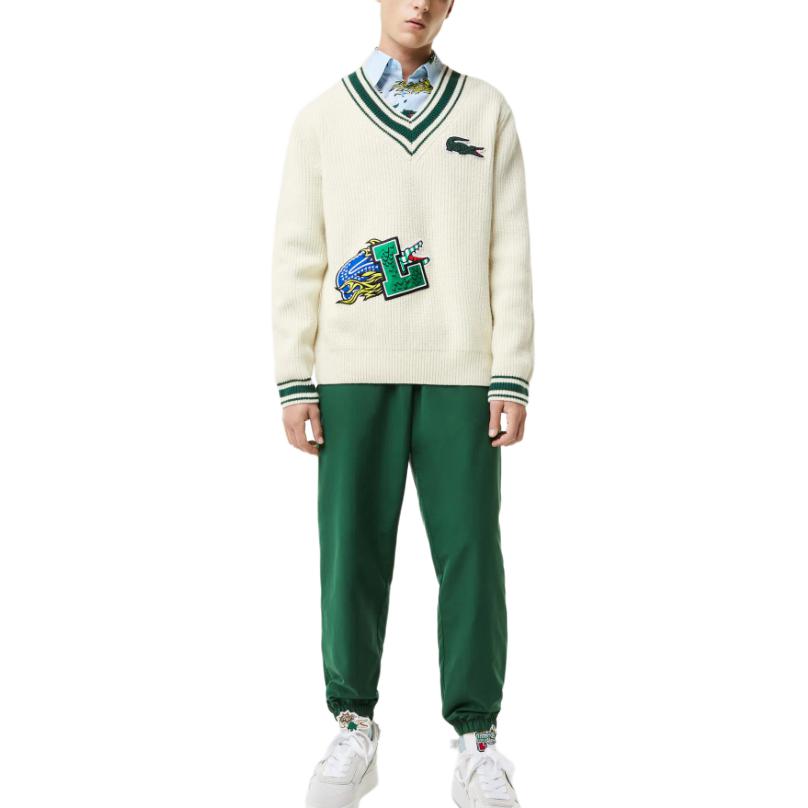 Свитер LACOSTE Holiday Series, вязаный мужской свитер, белый — фото 2