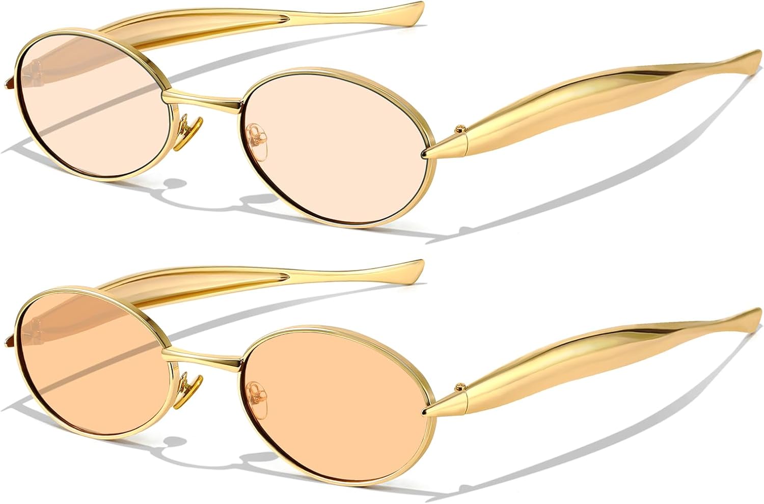 

Солнцезащитные очки GRFISIA в стиле ретро, ​​овальные, для женщин и мужчин, в стиле 70-х, с золотистой металлической оправой, защита от УФ-излучения UV400, B-gold Frame Champagne Lens + Gold Frame Orange Lens