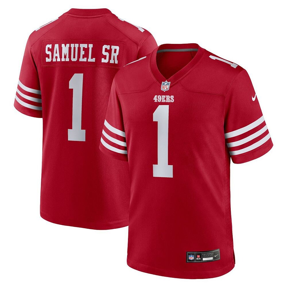 

Мужское джерси Nike Deebo Samuel Sr Scarlet San Francisco 49ers Game Player, красный