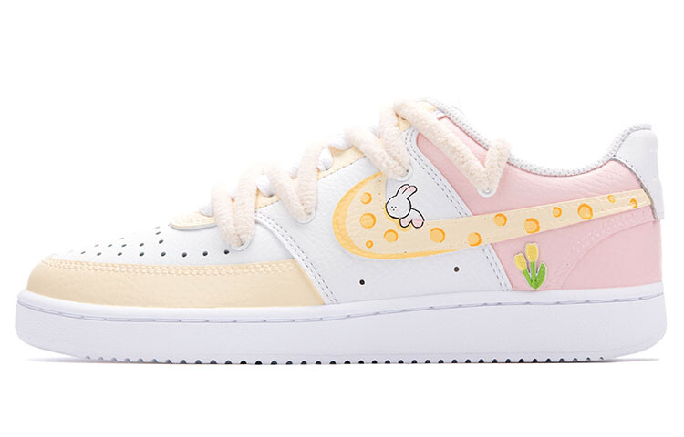 

Кроссовки Nike Court Vision 1 Skateboard Shoes Women's Low-Top White Pink/Yellow