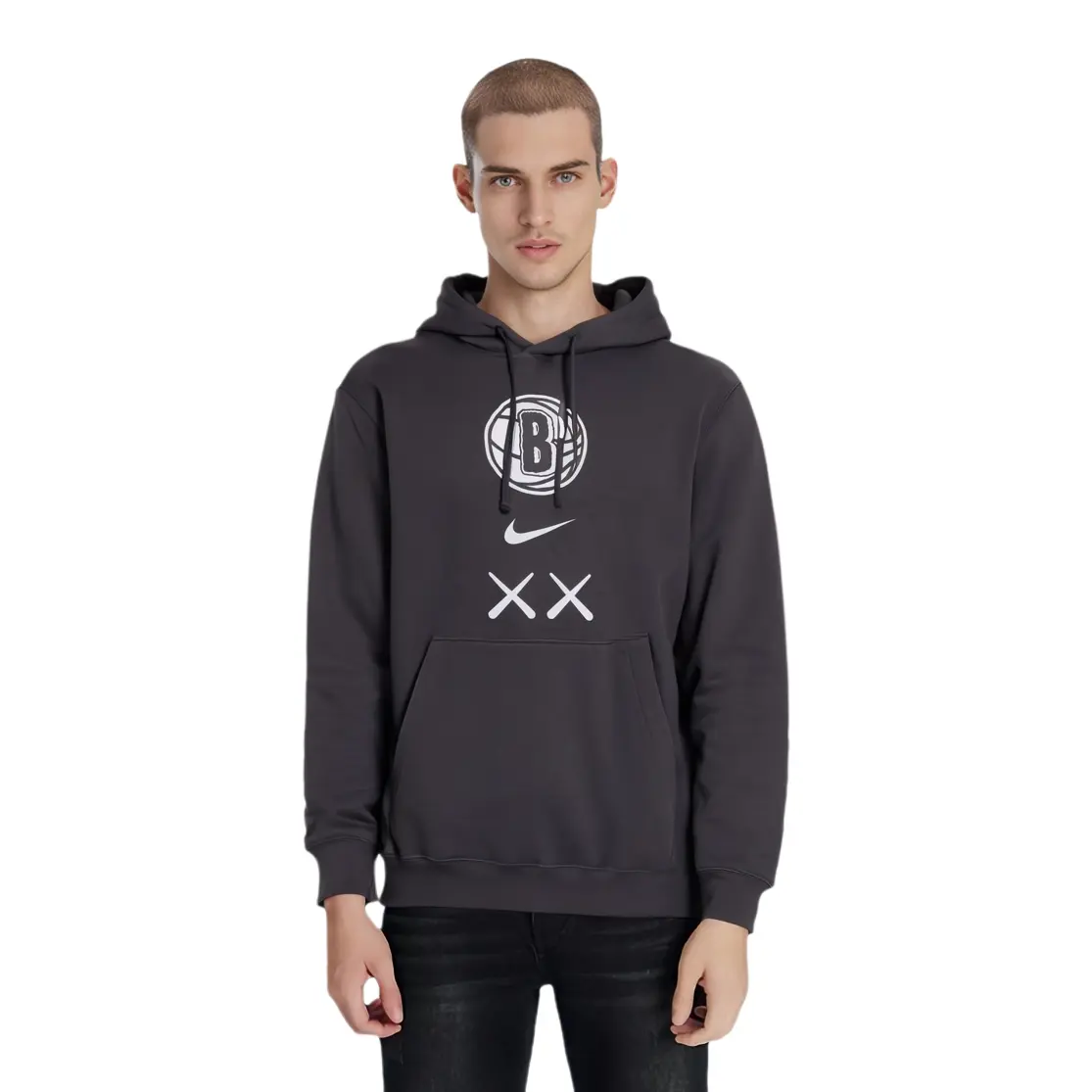 X Kaws Club Fleece City Edition Свитшер Унисекс Dark Smoke Gray Nike — фото 4