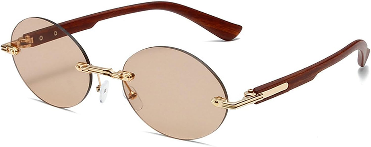 

Популярные модные овальные солнцезащитные очки для женщин в стиле ретро, ​​без оправы, с прозрачными линзами с градиентом цвета океана, защита от УФ-излучения UV400, для мужчин в стиле панк mincl, Champagne