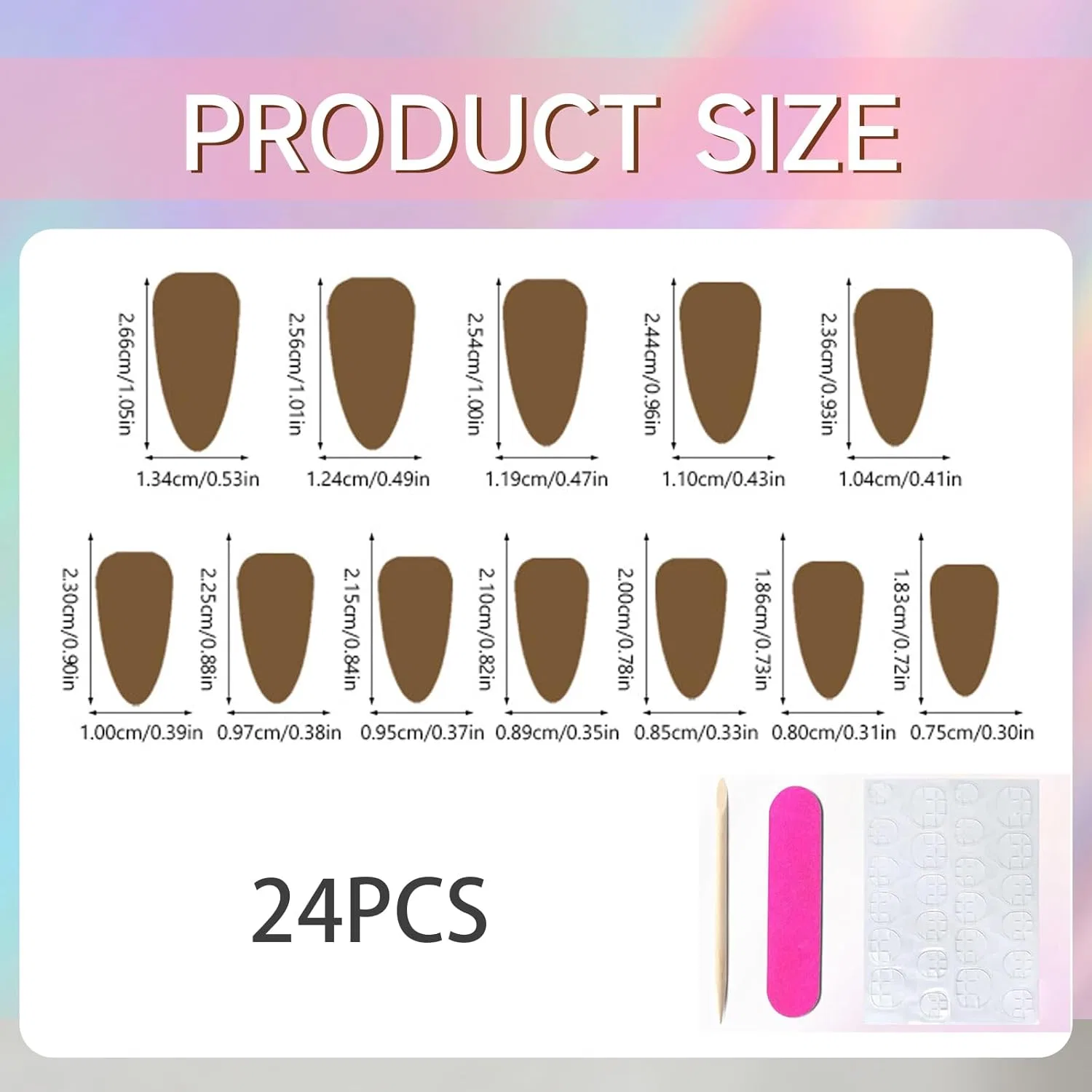 Набор из 24 накладных ногтей с 3D-фруктами миндалевидной формы Tastetreasure, 24Pcs Pink — фото 2