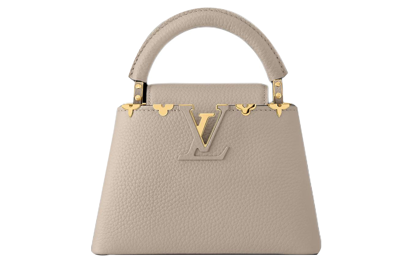 

LOUIS VUITTON Сумка Capucines Taurillon из кожи Capson, сумка через плечо, мини-сумка для женщин, цвет "слон", серый