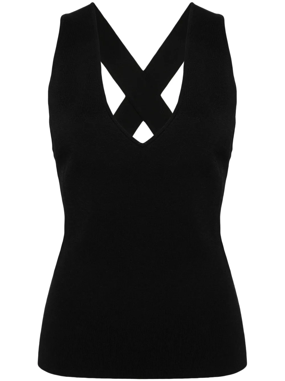 

Топ в рубчик с перекрестными бретелями P.A.R.O.S.H., черный