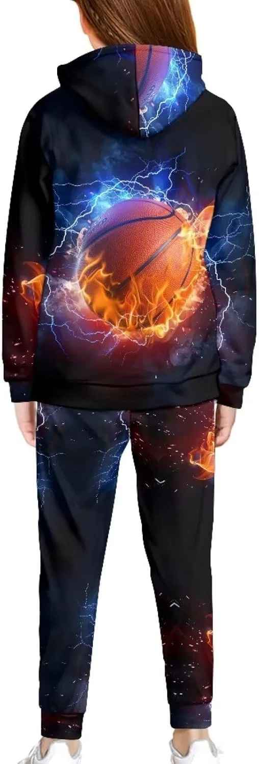 Детский спортивный костюм с принтом Fire Basketball, Yuuxorilu, из 2 предметов, Fire Basketball With Lightning Printedd — фото 2