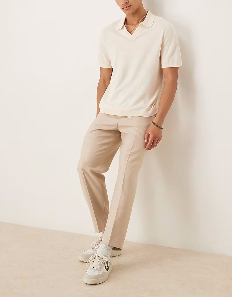 

ASOS DESIGN элегантные свободные зауженные брюки со складками спереди из ткани с каменной фактурой