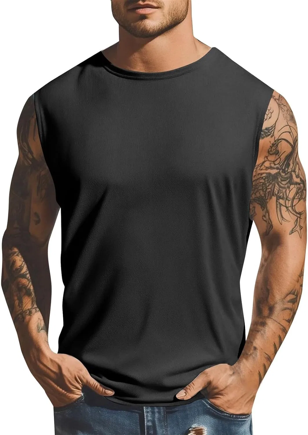 Мужской топ-борцовка Ice Silk Athletic Sleeveless, Black