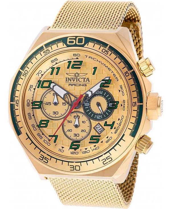 

Мужские гоночные кварцевые часы-хронограф Invicta 47902 с золотым циферблатом Invicta, gold