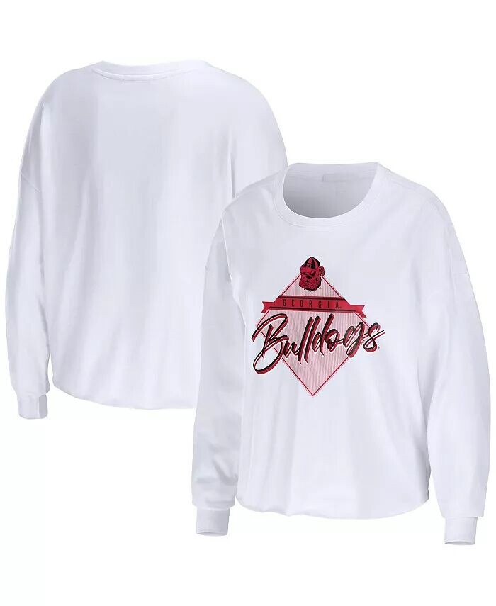 

Белая укороченная футболка с длинными рукавами и бриллиантами Georgia Bulldogs Wear By Erin Andrews