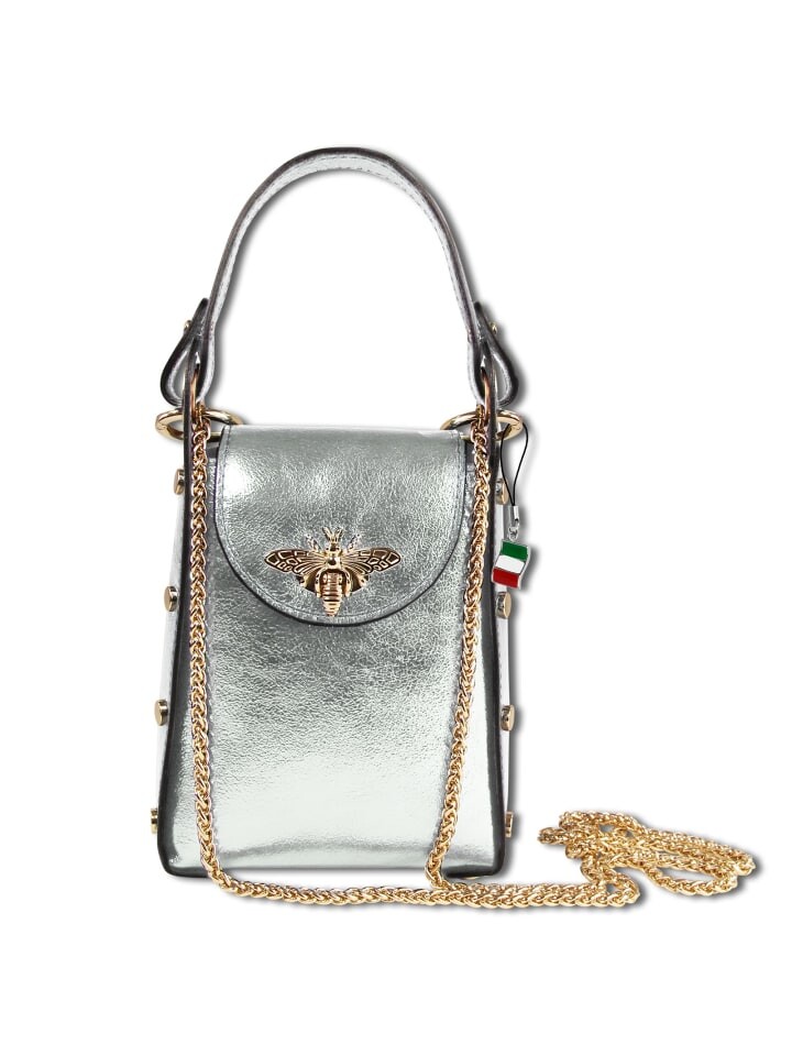 

Наплечная сумка Florence Umhängetasche Leder silber metallic ca. 13cm