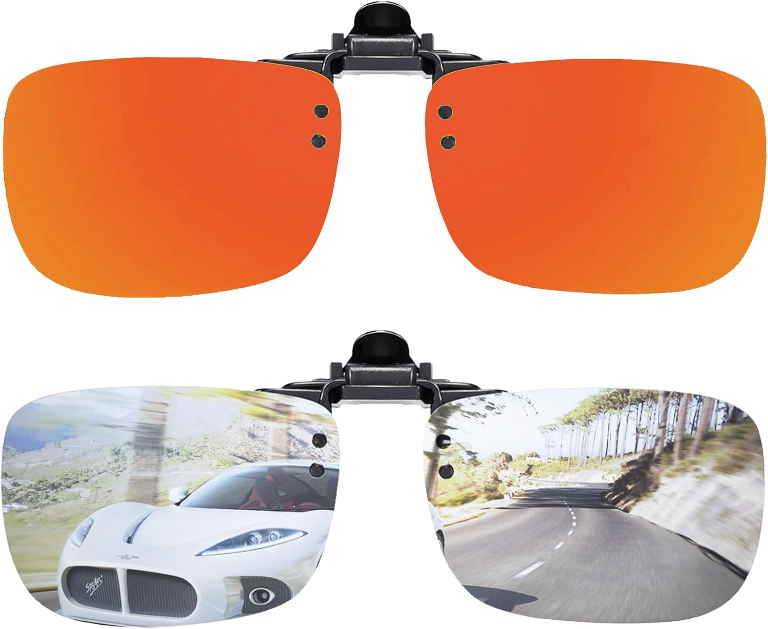 

Поляризованные солнцезащитные очки с откидными линзами и защитой от бликов UV 400, подходят для рыбалки и вождения, а также для ношения поверх очков с диоптриями FRAZALA, Orange Mirror Lens + Silver Mirror Lens