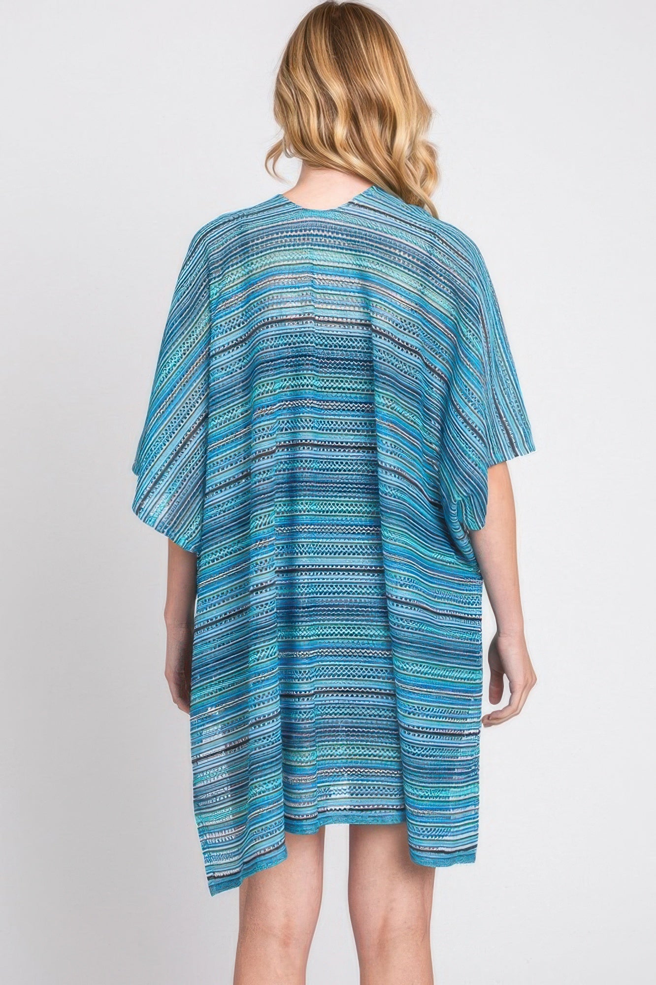 

TRUEDAMES Вязаная крючком накидка с открытой передней частью в разноцветную полоску