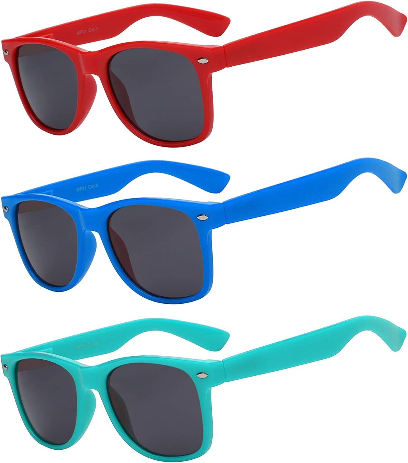 

OWL, набор из 3 солнцезащитных очков для женщин и мужчин, с защитой от УФ-излучения, ретро-линзы дымчатого цвета, модные и стильные женские очки в цветной пластиковой оправе, Red, Blue, Turquoise