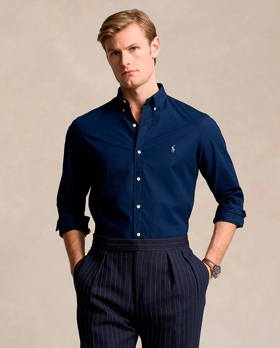 

Мужская рубашка из поплина приталенного кроя Polo Ralph Lauren, темно-синий
