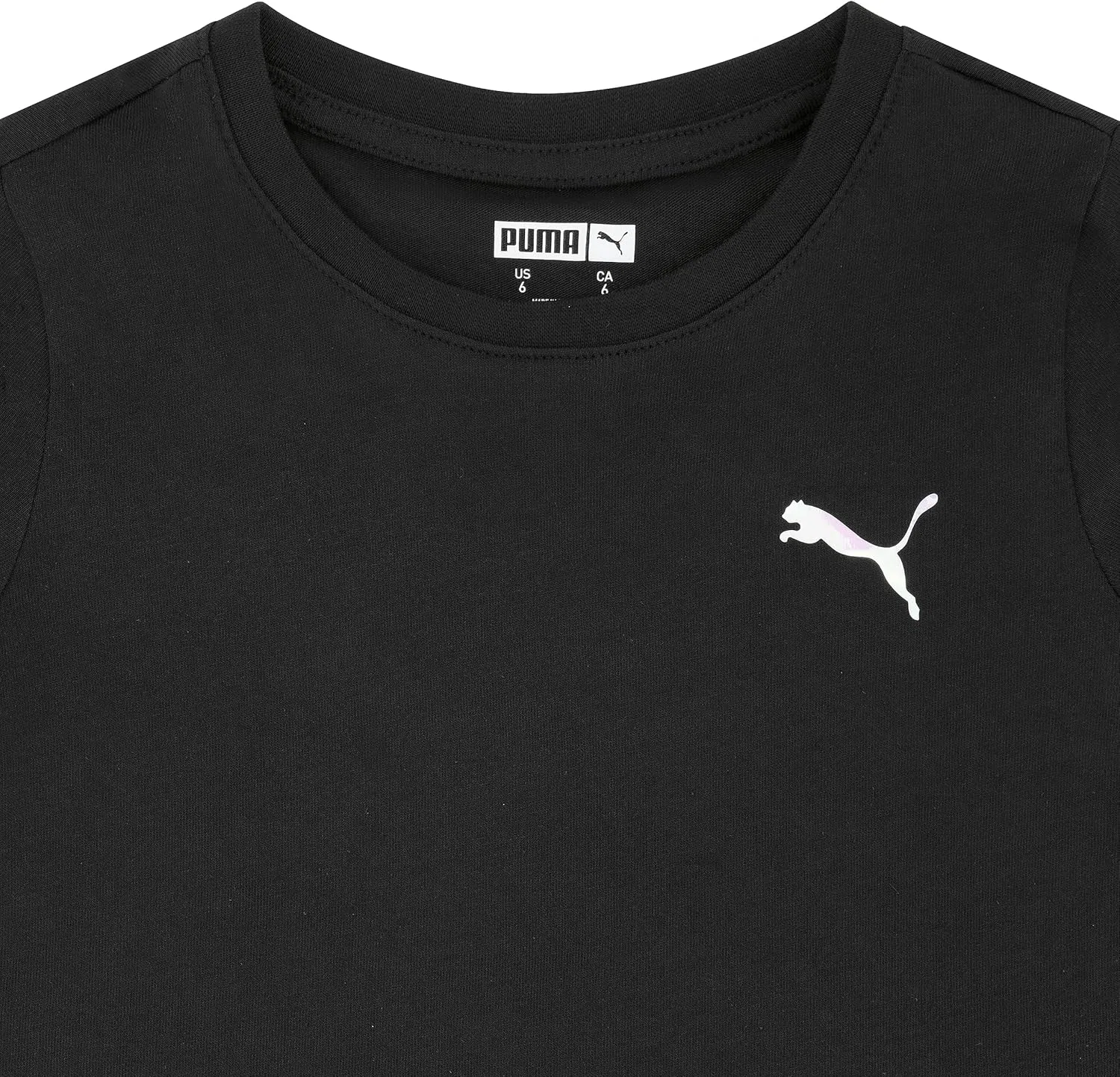 Детская футболка Puma с коротким рукавом и круглым вырезом, с логотипом Core Logo, мягкая и легкая, Puma Black — фото 4