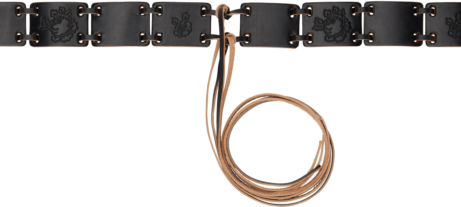 

Черный пояс с блоками OUR LEGACY, Black bridle leather