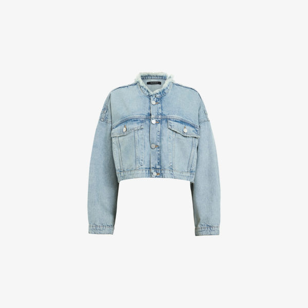 

Короткая джинсовая куртка Sonny с рваным краем Allsaints, индиго