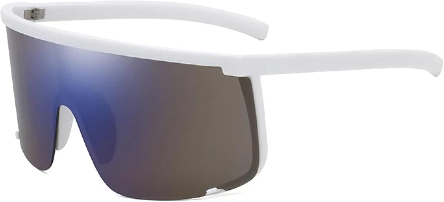 

Мужские солнцезащитные очки большого размера, солнцезащитные очки-щитки в полуободковой оправе для женщин, защитные очки с защитой от УФ-излучения UV400 VVTWSSW, White-blue Mirror