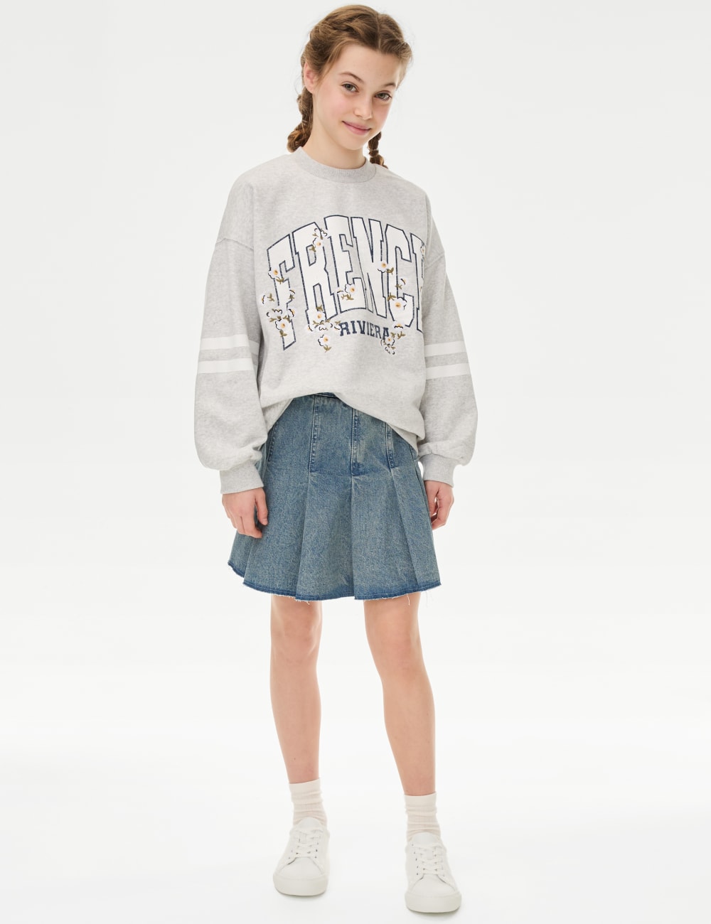 

Джинсовая плиссированная юбка Marks & Spencer, цвет Denim