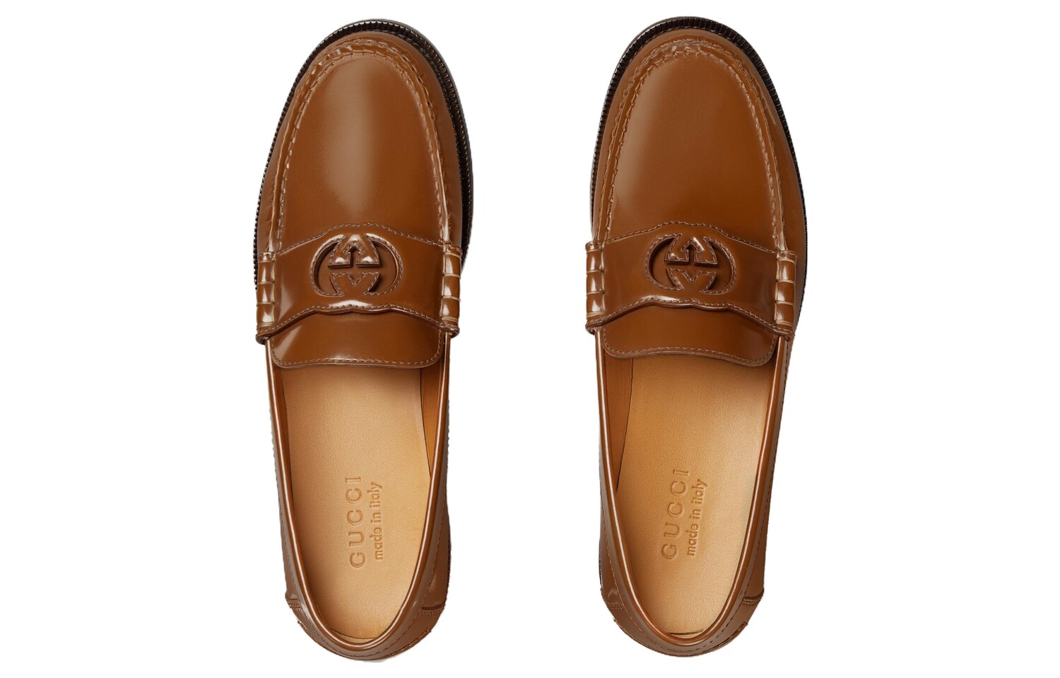 Туфли мужские Gucci Interlocking, коричневый — фото 3