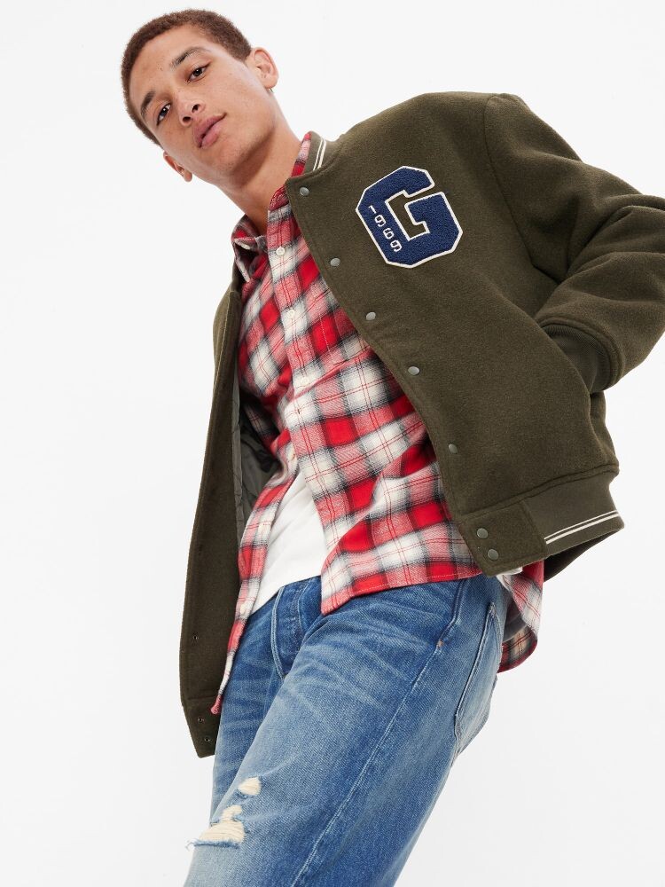 

Шерстяной бомбер Gap, зеленый