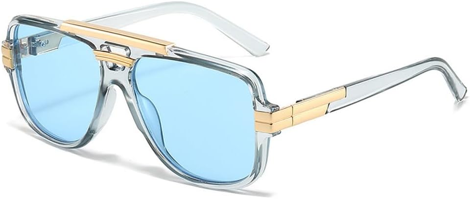 

Винтажные солнцезащитные очки с двойной перемычкой, модные и роскошные, для мужчин и женщин, для активного отдыха и вождения, с защитой от УФ-излучения UV400 TKKTLLT, Gray Blue