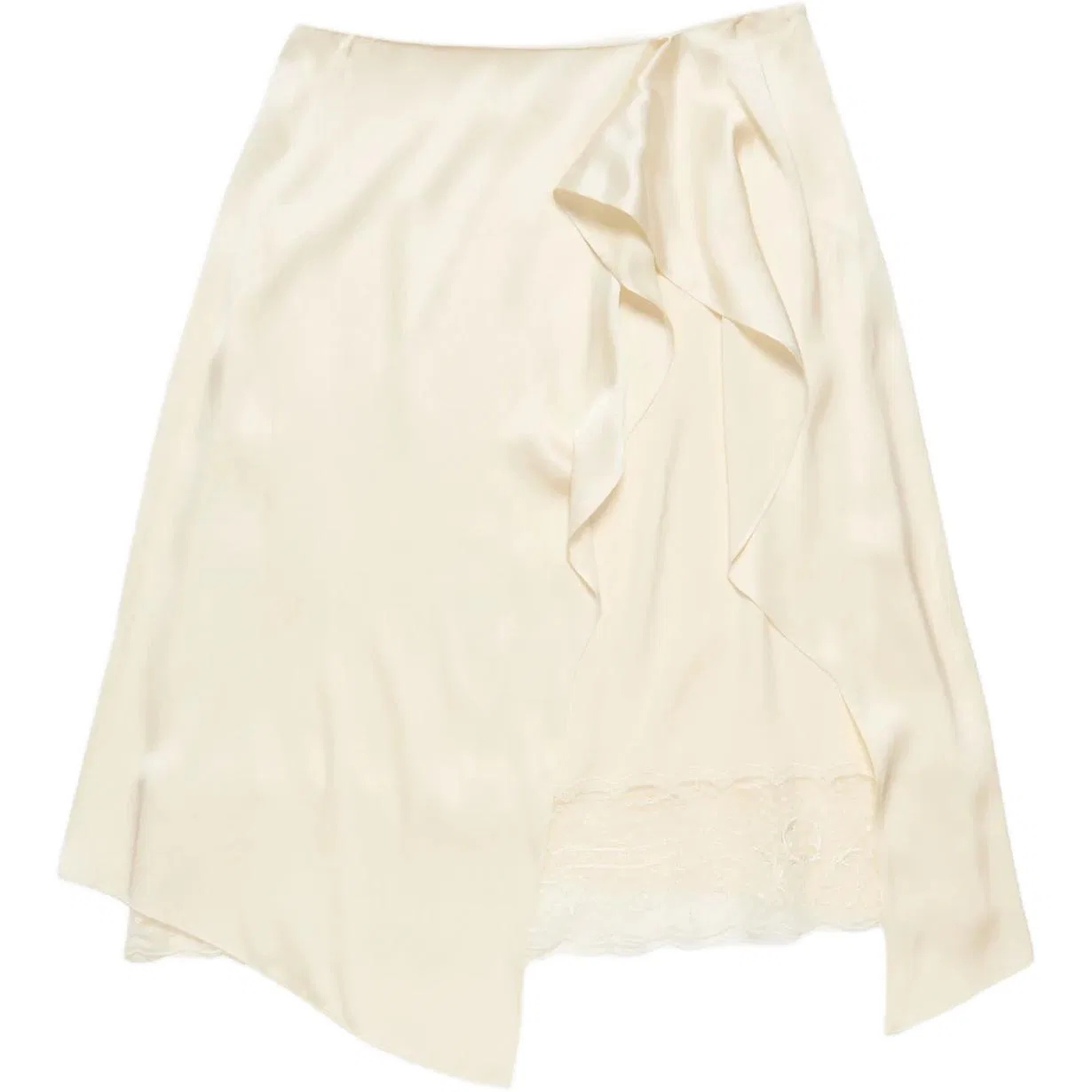 Юбка миди с кружевными вставками и драпировкой Acne Studios, Ivory