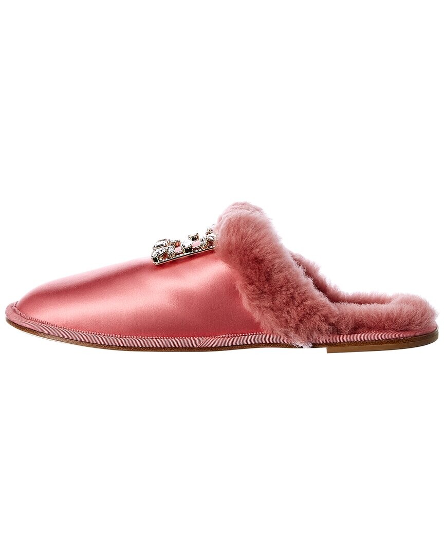 Roger Vivier Hotel Атласные мюли Vivier Broche с брошью, розовый — фото 3