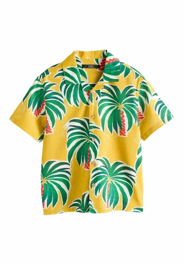 Рубашка стандартного кроя с коротким рукавом и отложным воротником Next, Ochre Yellow All Over Print Palms
