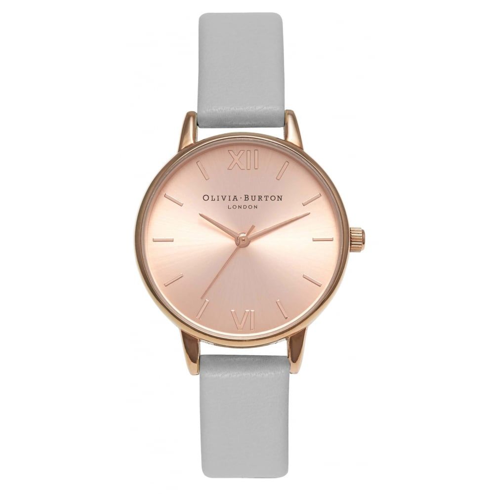 

Серые кожаные часы Olivia Burton