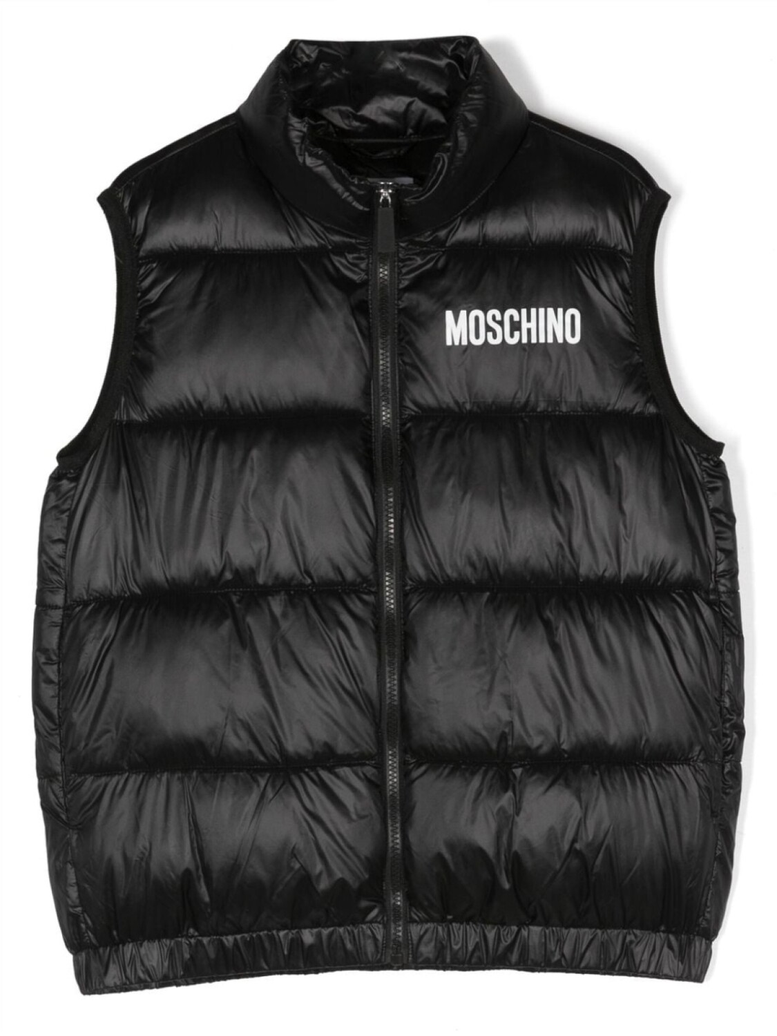 

Moschino Kids дутый жилет с логотипом, черный
