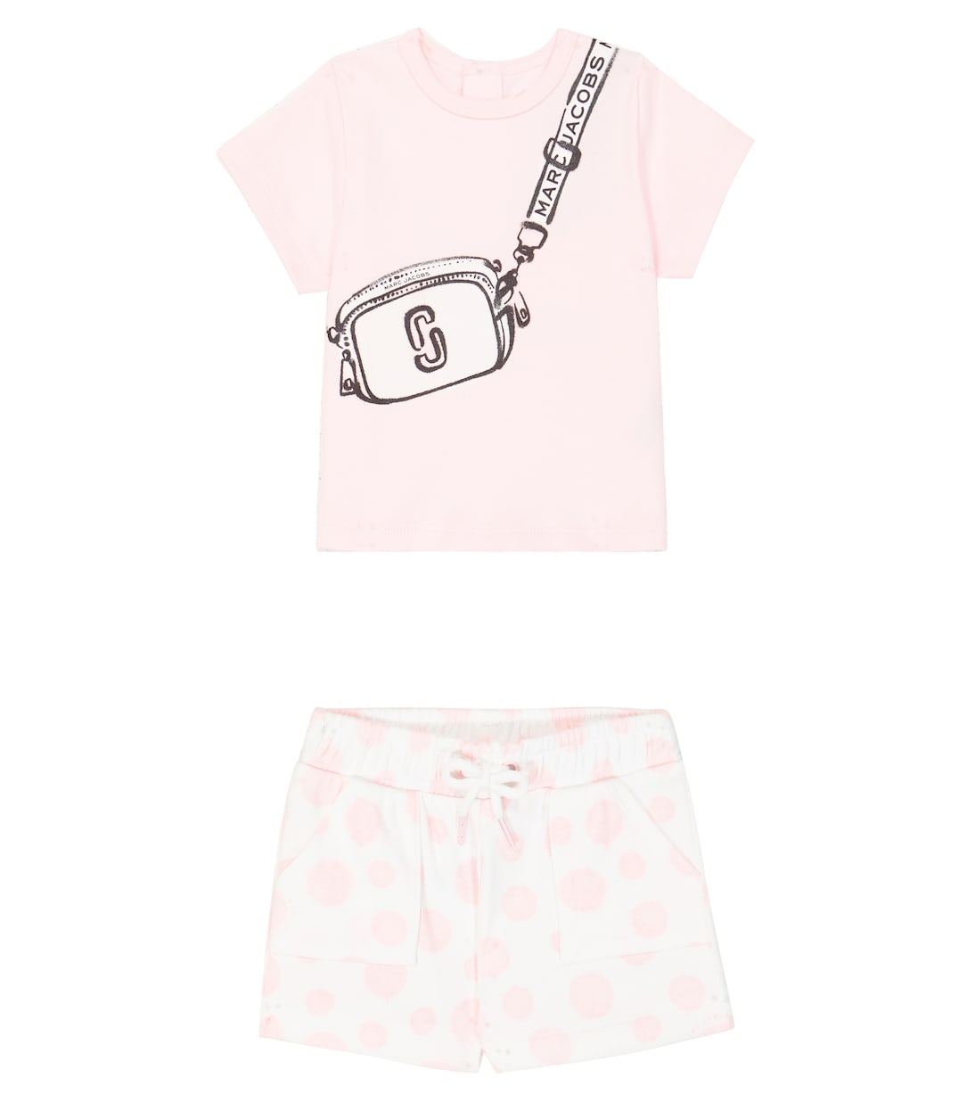 

Комплект из хлопковой футболки и шорт с принтом для малышей Marc Jacobs Kids, Pink White