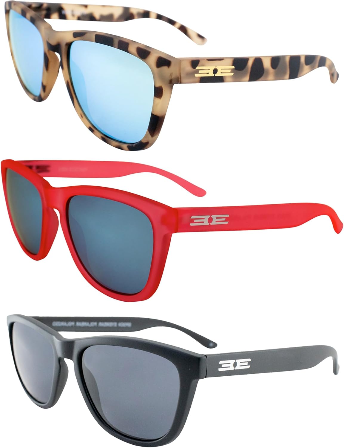 

Солнцезащитные очки Epoch Eyewear Vibe с поляризацией, женские и мужские, 3 пары: кремовые с бирюзовыми зеркальными линзами, розовые с синими зеркальными линзами и черные с дымчатыми линзами, Cream-teal/Pink-blue/Black-smoke